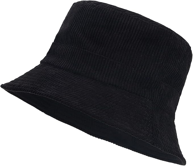 Corduroy Bucket Hat Adjustable Outdoor Sun Hat for Women Packed Reversible Beach Hats for Men Flat Top Cap for Travel